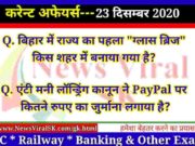 23 December 2020 Current Affairs in Hindi