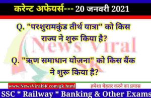 January 2021 Current Affairs in Hindi