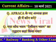 10 March 2021 Current Affairs in Hindi