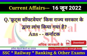 Daily Current Affairs 16 June 2022 pdf Download
