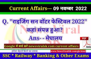 Daily Current Affairs pdf Download 09 November 2022