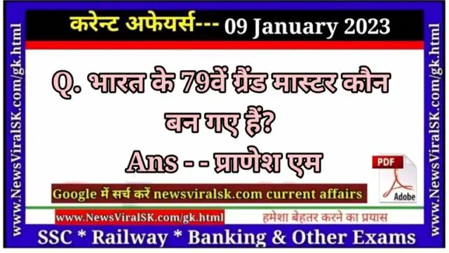Daily Current Affairs pdf Download 09 January 2023