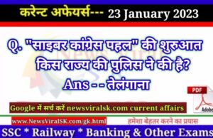 Daily Current Affairs pdf Download 23 January 2023
