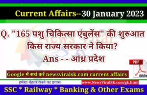 Daily Current Affairs pdf Download 30 January 2023