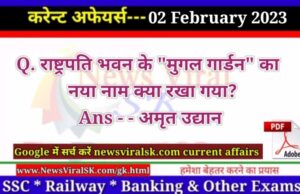 Daily Current Affairs pdf Download 02 February 2023