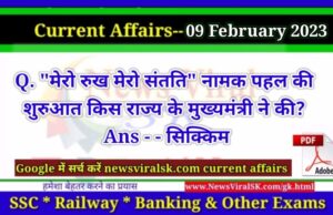 Daily Current Affairs pdf Download 09 February 2023