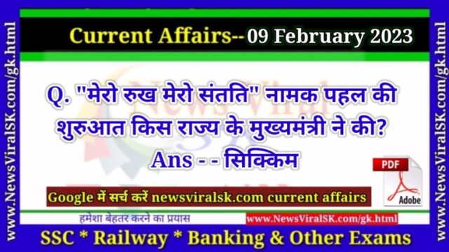 Daily Current Affairs pdf Download 09 February 2023