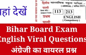 Bihar Board Exam English Viral Questions