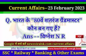 Daily Current Affairs pdf Download 23 February 2023