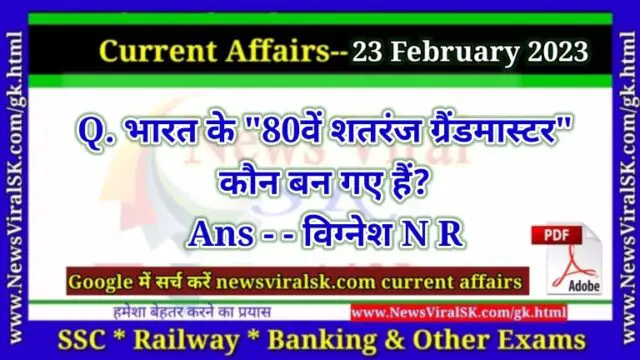 Daily Current Affairs pdf Download 23 February 2023