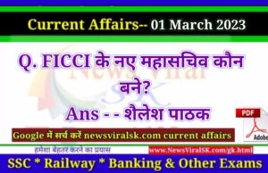 Daily Current Affairs pdf Download 01 March 2023