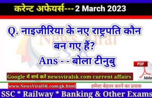 Daily Current Affairs pdf Download 02 March 2023