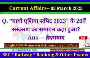 Daily Current Affairs pdf Download 03 March 2023