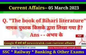 Daily Current Affairs pdf Download 05 March 2023