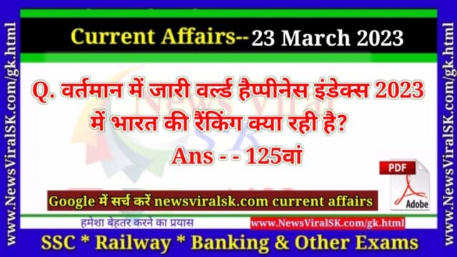 Daily Current Affairs pdf Download 23 March 2023