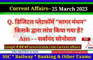 Daily Current Affairs pdf Download 25 March 2023