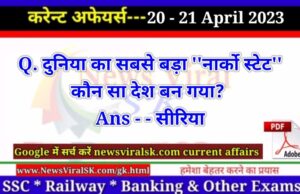 Daily Current Affairs pdf Download 20 - 21 April 2023