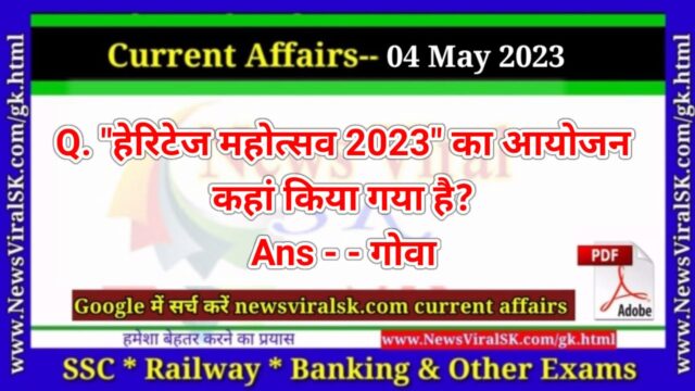 Daily Current Affairs pdf Download 04 May 2023