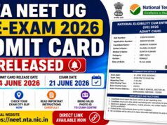 NTA NEET UG 2026 Admit Card Released: Hall Ticket Available on 14 June 2026, Direct Link Active