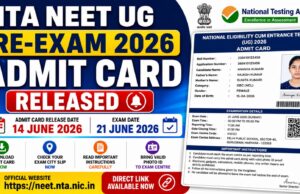 NTA NEET UG 2026 Admit Card Released: Hall Ticket Available on 14 June 2026, Direct Link Active