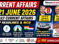 Current Affairs Today | 21 June 2026 | Latest Current Affairs MCQ & Static GK