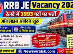RRB JE Vacancy 2026: रेलवे में 3993 पदों पर भर्ती, ऑनलाइन आवेदन शुरू, योग्यता, फीस, सिलेबस और पूरी जानकारी