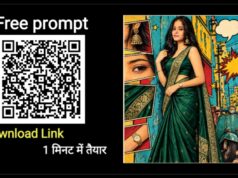 Emerald Elegance: Indian Fashion Meets Retro Pop Art